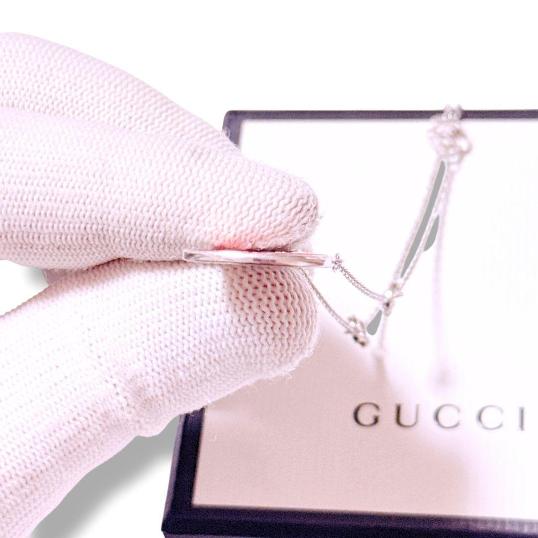 【超美品】グッチ インターロッキングG ハート ネックレス シルバー レッド