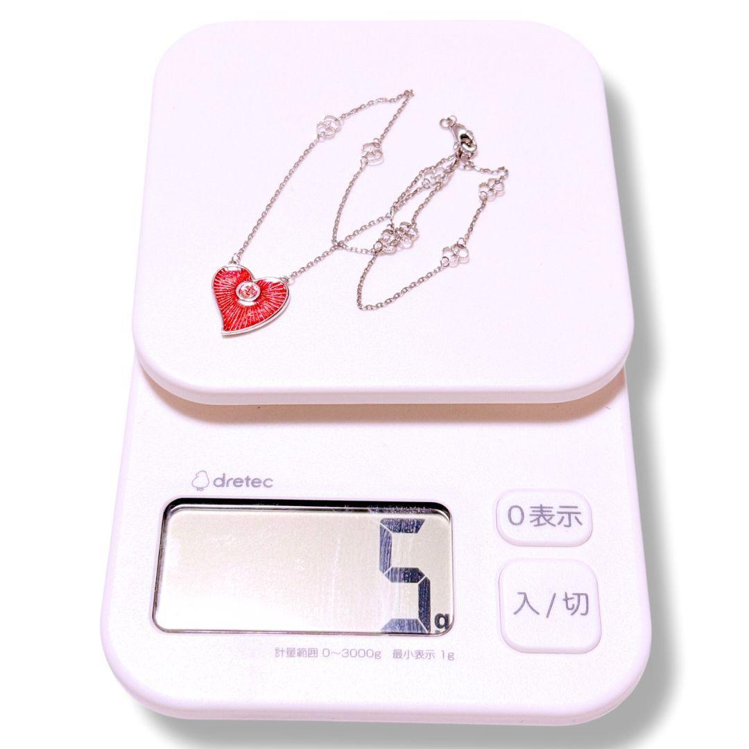 【超美品】グッチ インターロッキングG ハート ネックレス シルバー レッド