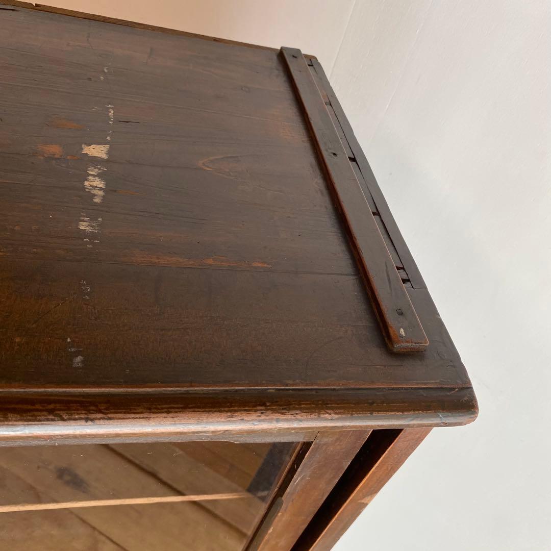 アンティーク ガラス戸棚 キャビネット 水屋箪笥 食器棚 本棚 y135