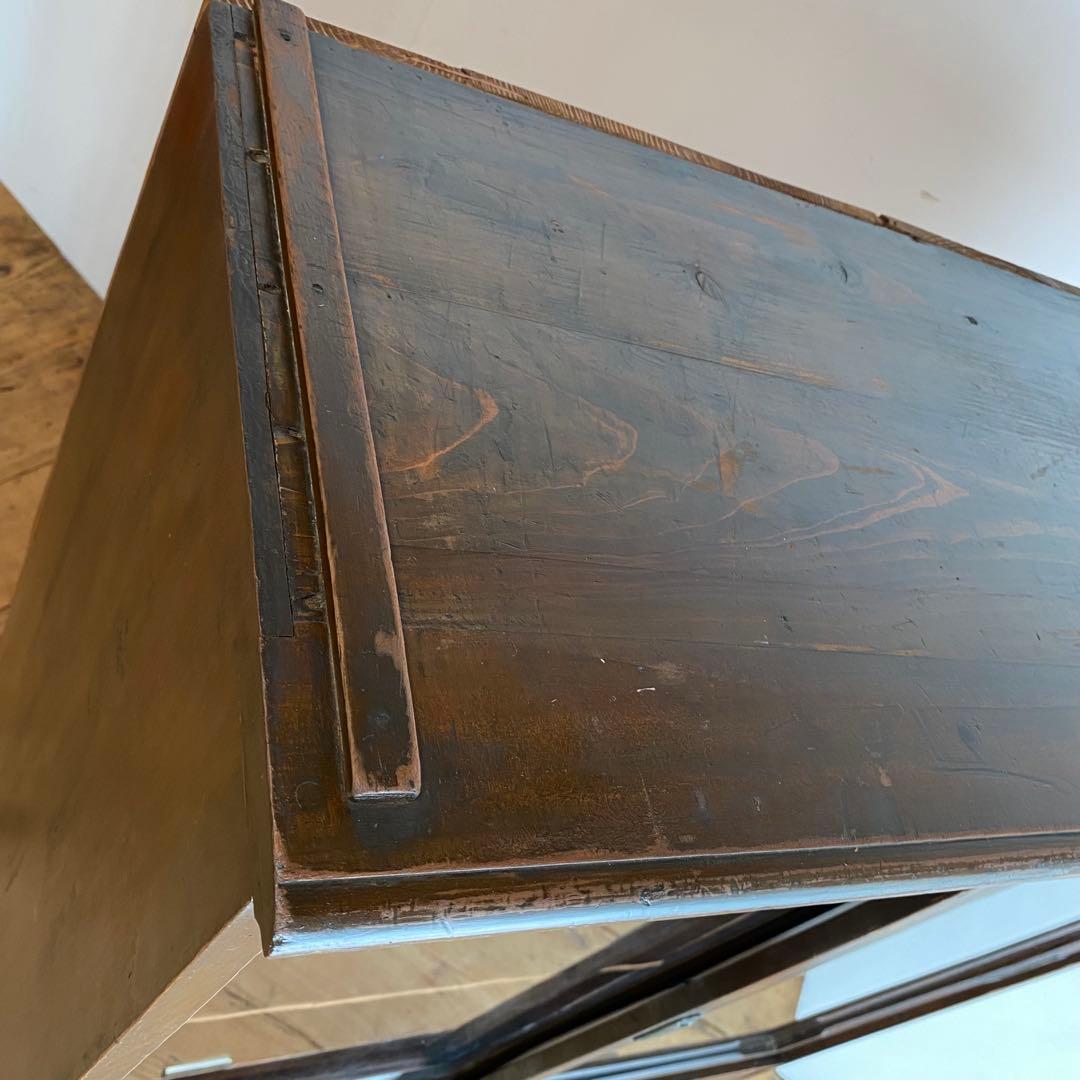 アンティーク ガラス戸棚 キャビネット 水屋箪笥 食器棚 本棚 y135