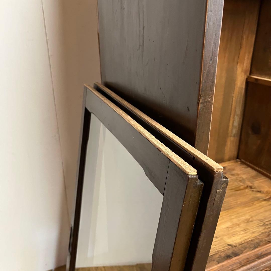 アンティーク ガラス戸棚 キャビネット 水屋箪笥 食器棚 本棚 y135