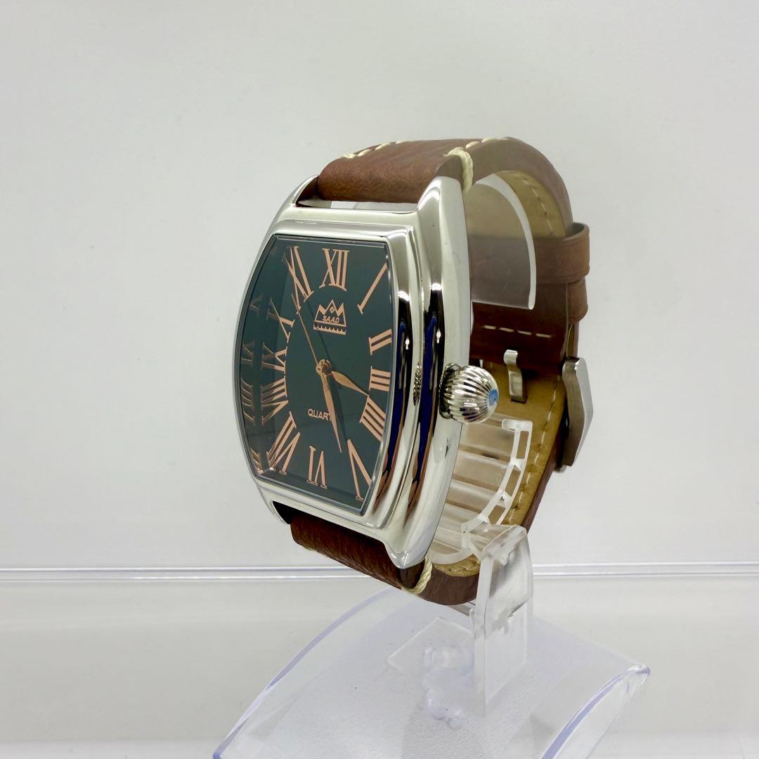 美品・新品電池】SAAD ブラック　オニキス　クォーツ腕時計　レザーベルト天然石