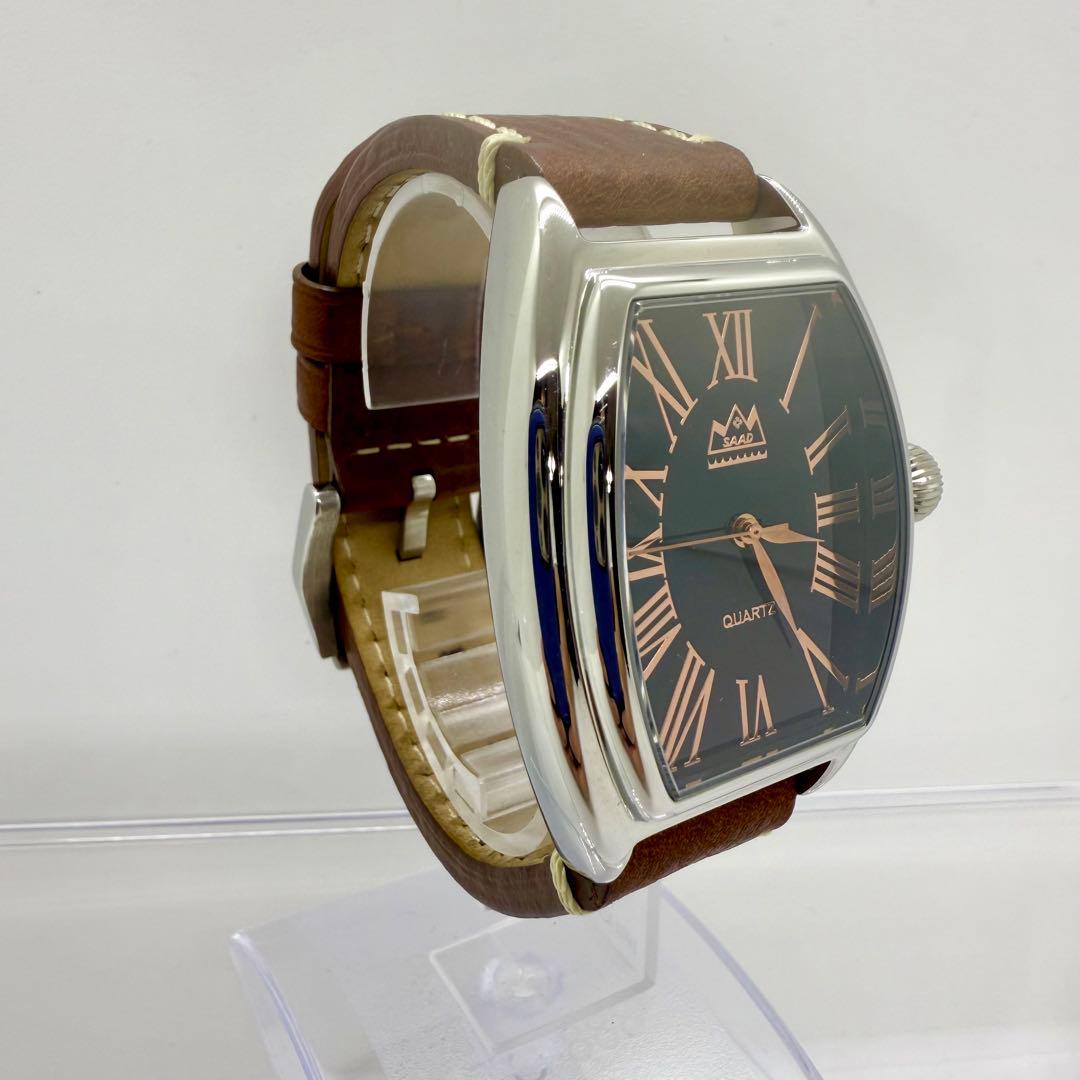 美品・新品電池】SAAD ブラック　オニキス　クォーツ腕時計　レザーベルト天然石