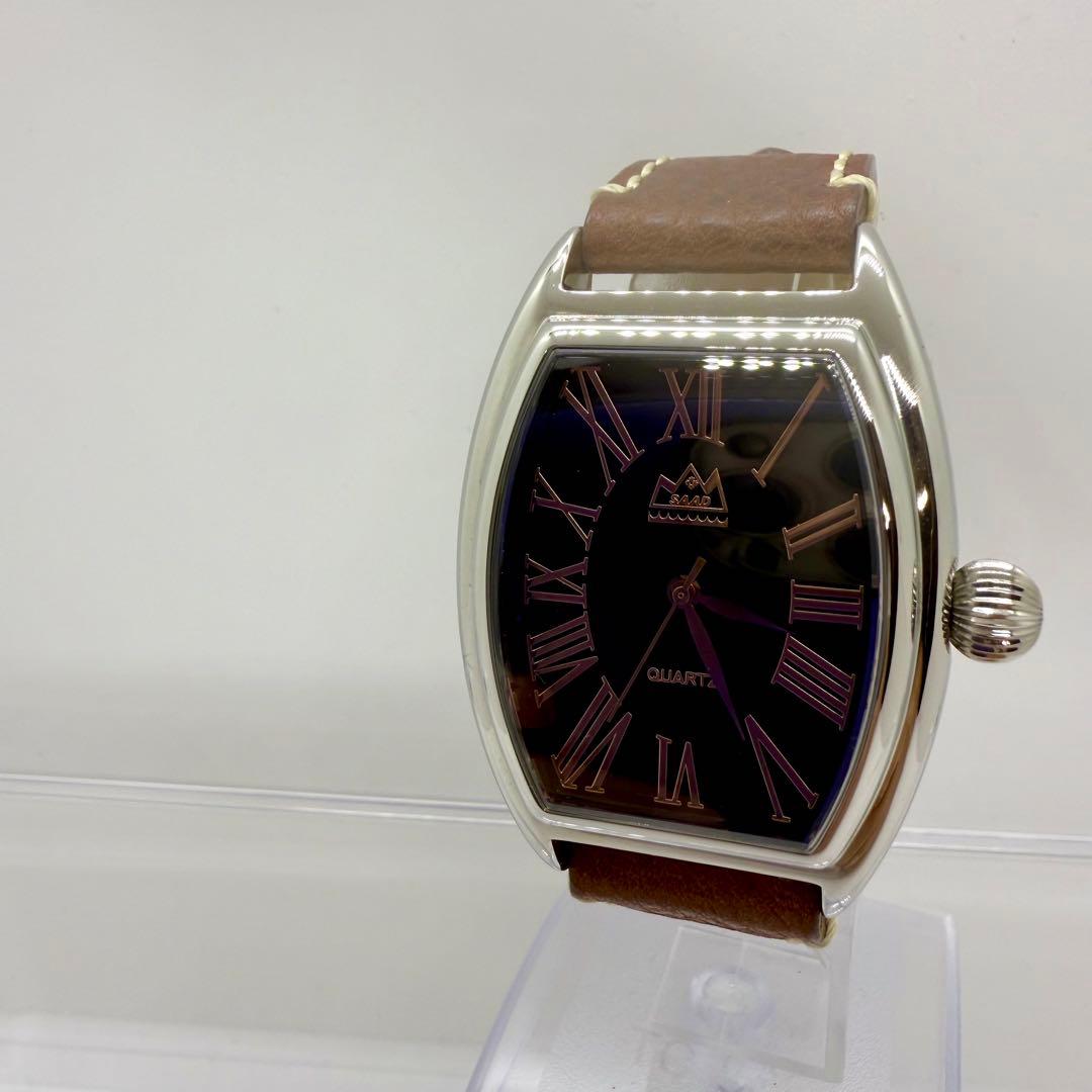 美品・新品電池】SAAD ブラック　オニキス　クォーツ腕時計　レザーベルト天然石