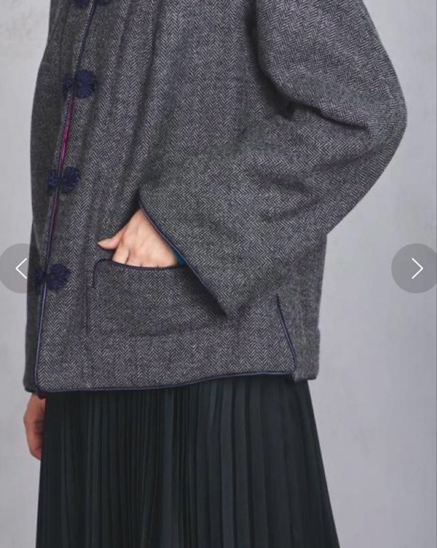 dahl'ia チャイナ風　ツイード　リバーシブルジャケット