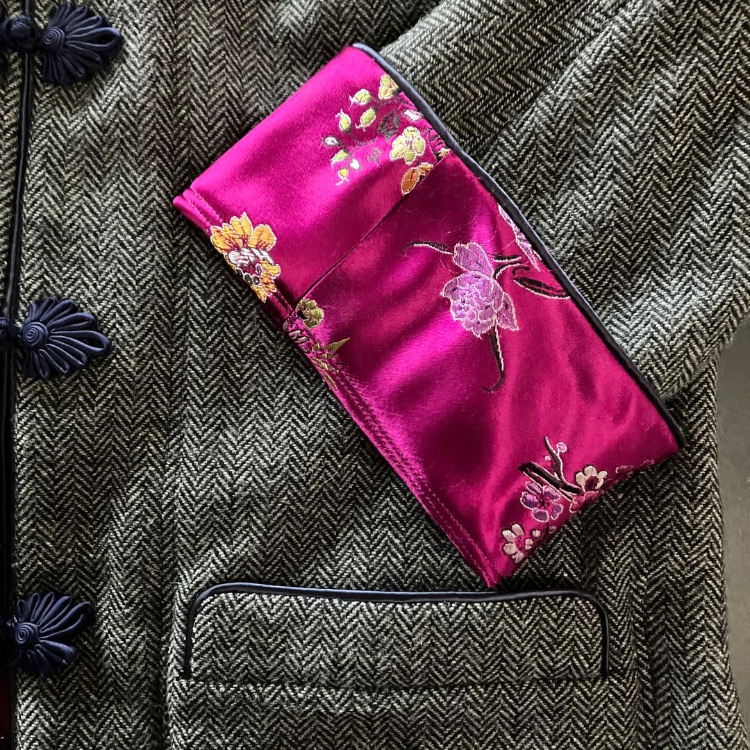 dahl'ia チャイナ風　ツイード　リバーシブルジャケット