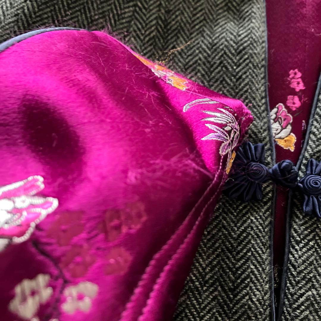 dahl'ia チャイナ風　ツイード　リバーシブルジャケット