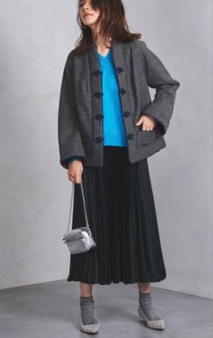 dahl'ia チャイナ風　ツイード　リバーシブルジャケット