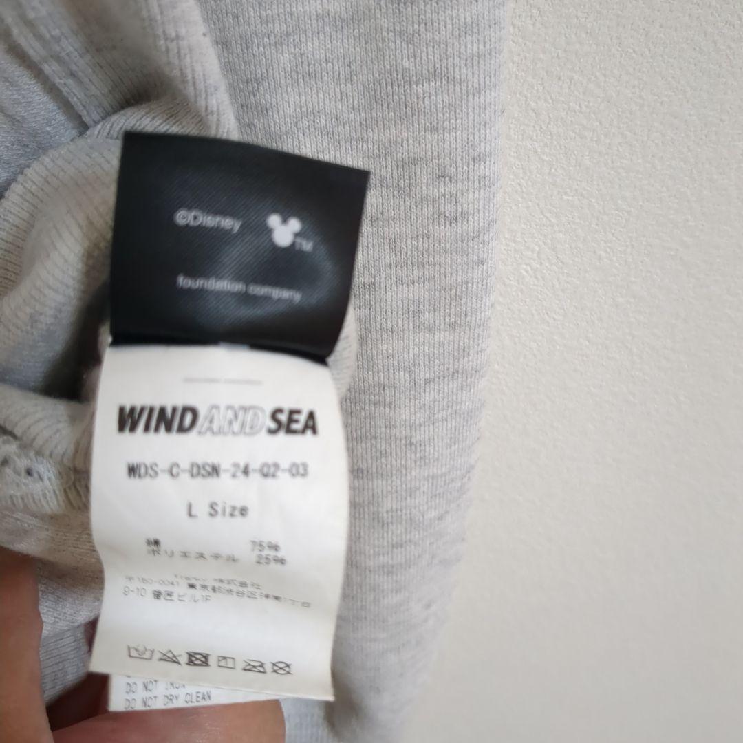 【美品】完売品 WIND AND SEA ディズニーコラボ　スウェット Ｌグレー