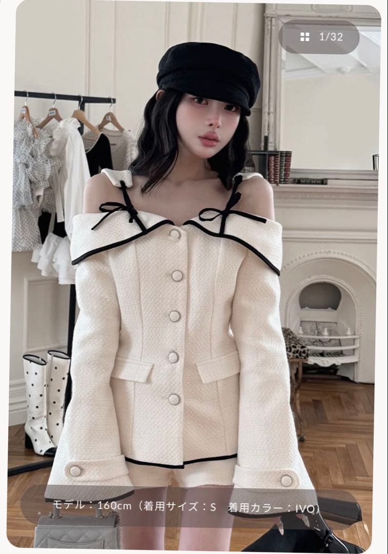 【新品未使用タグ付き】darich ボンディングツイードオフショルチュニック S