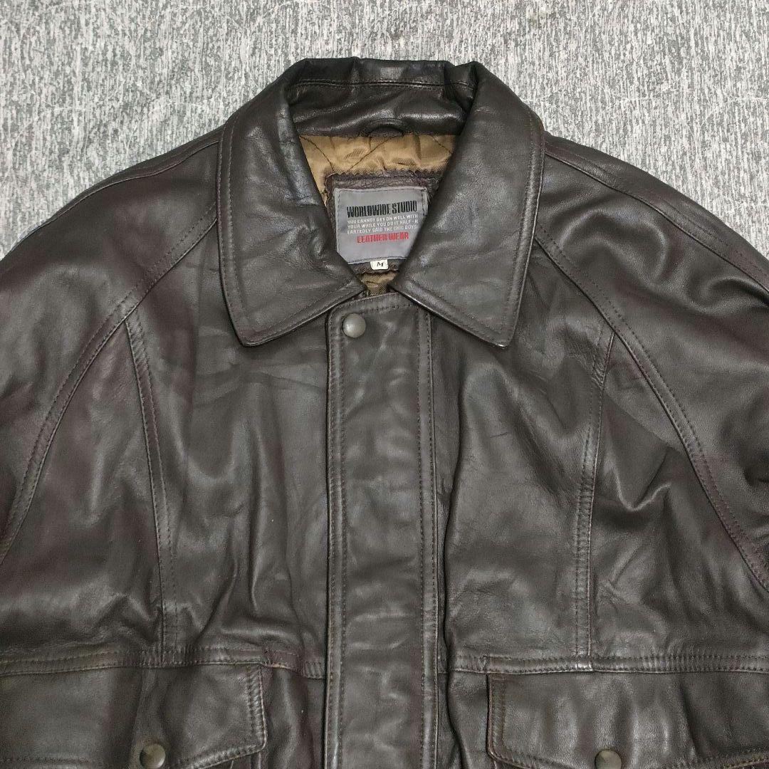 90s Vintage フライトジャケット A-2 短丈 本革 レザー M 羊革