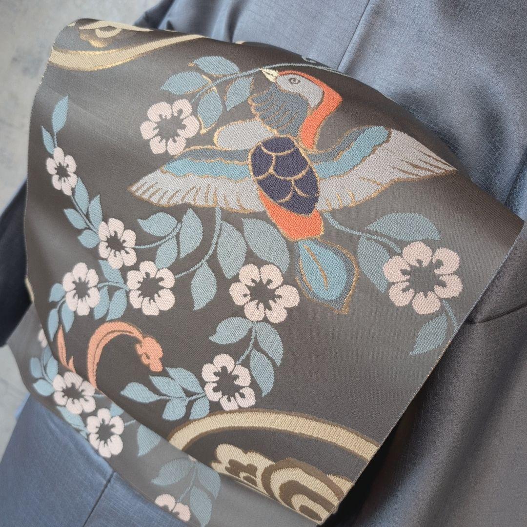 訪問着　フルセット　着物　正絹　汕頭刺繍　金銀　祝い事　花　O9