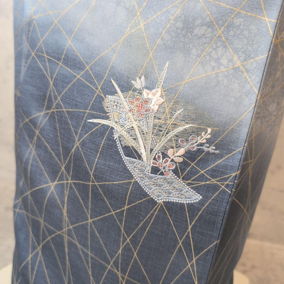 訪問着　フルセット　着物　正絹　汕頭刺繍　金銀　祝い事　花　O9