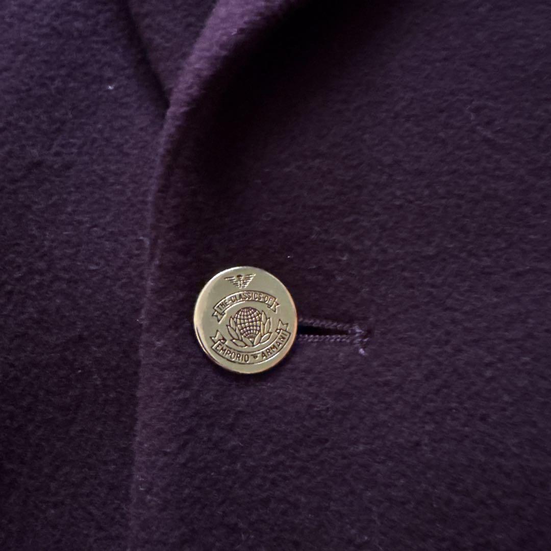 美品 EMPORIO ARMANI 金ボタン カシミヤ混ブレザー バーガンディ