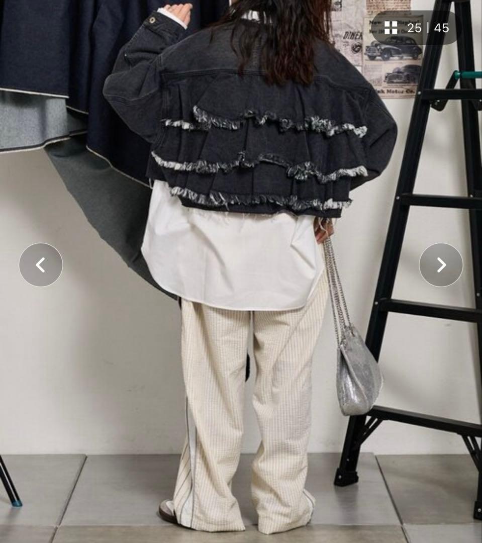 バックフリルデニムジャケット ブラック チャオパニックティピー　エシンタ