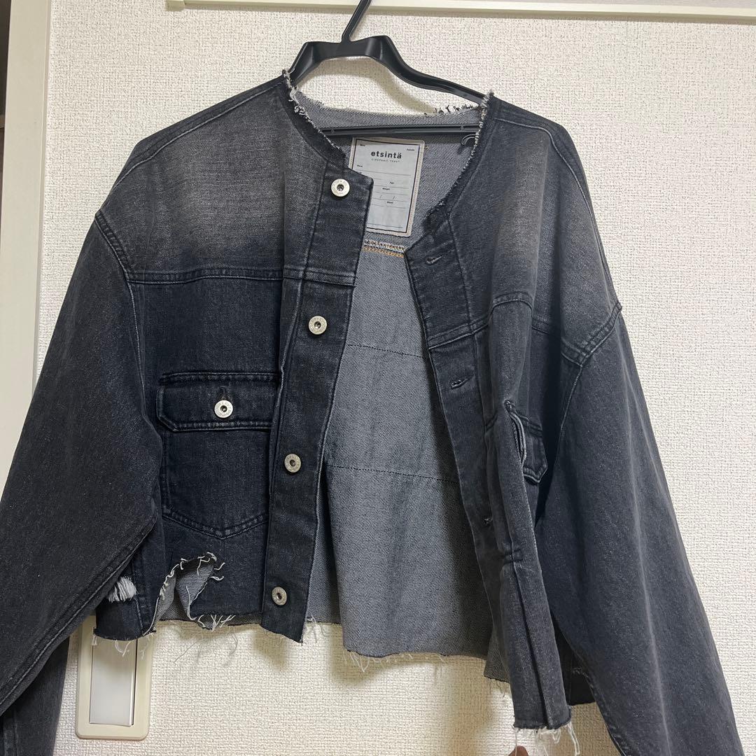 バックフリルデニムジャケット ブラック チャオパニックティピー　エシンタ