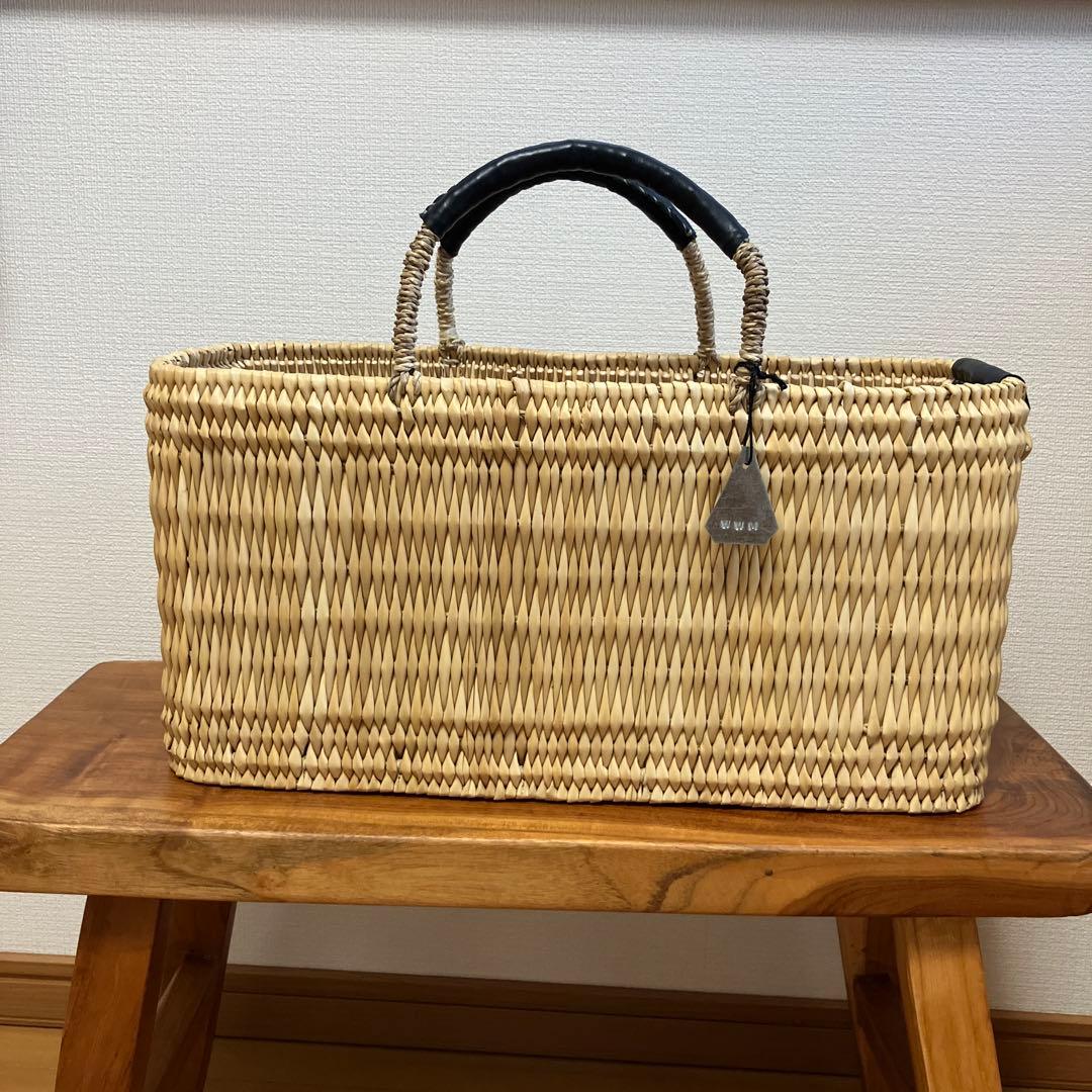 warang wayan ワランワヤン　ストローかごバッグ 浅型 L ブラック
