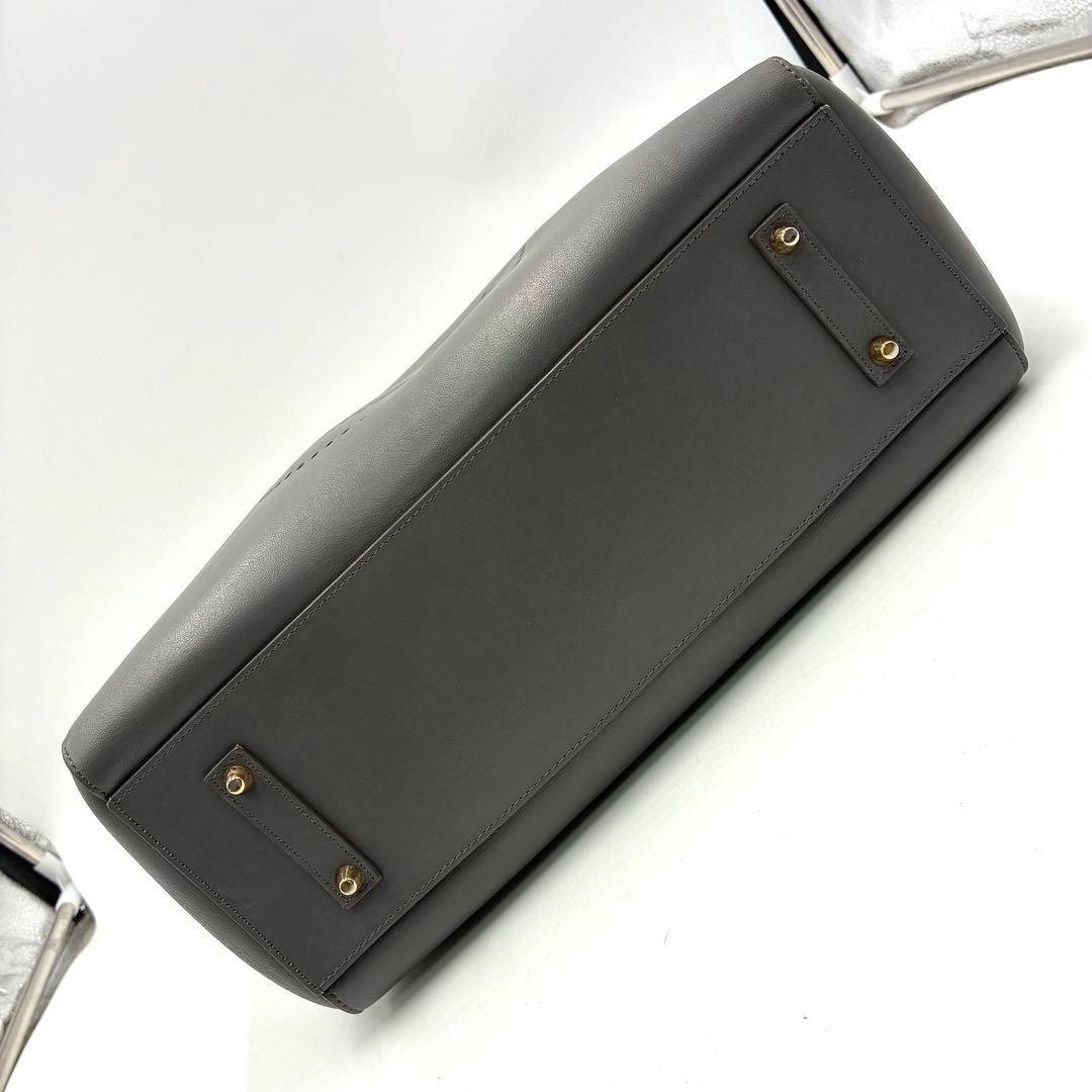 極美品 アニヤハインドマーチ スマイル トートバッグ 肩掛け レザー グレー