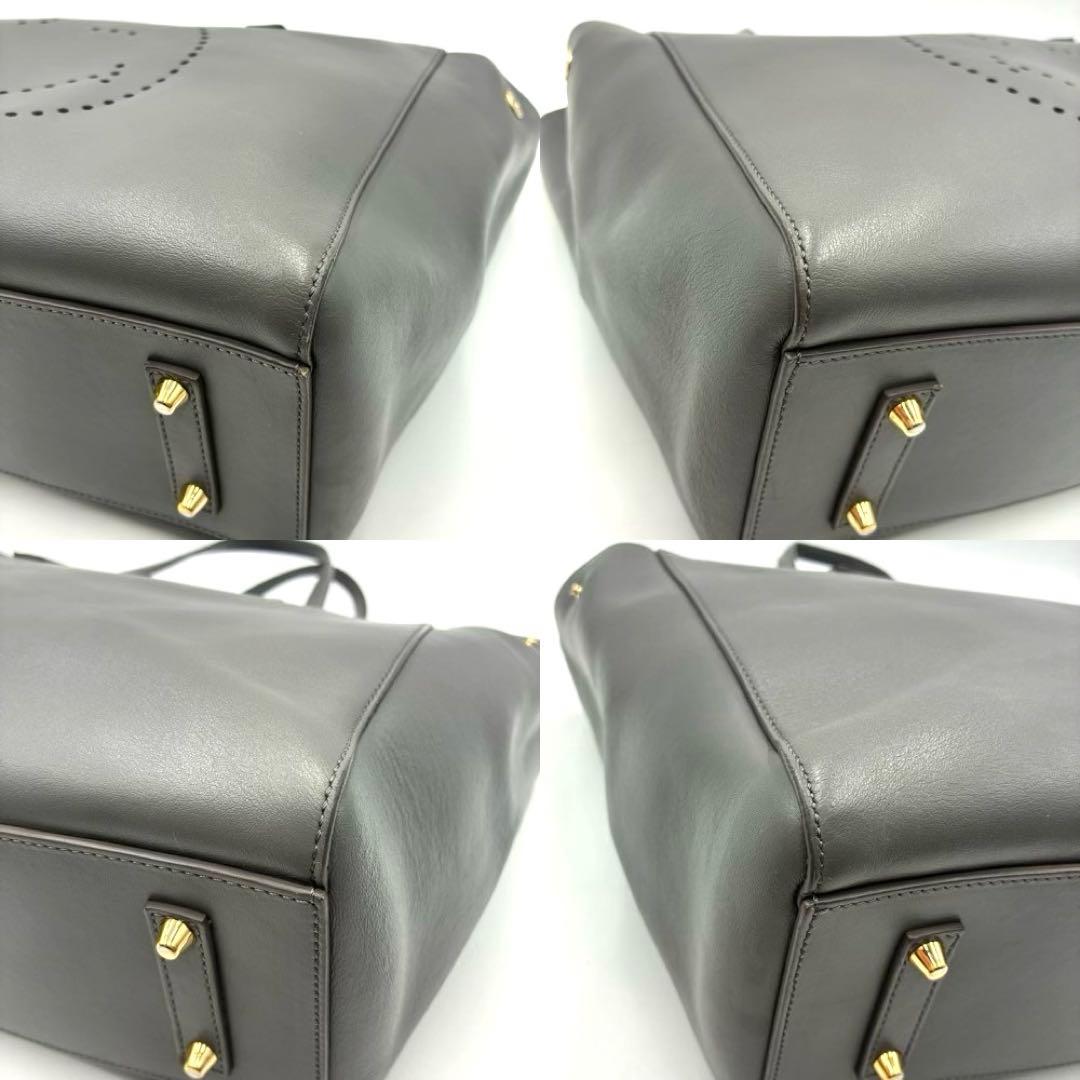 極美品 アニヤハインドマーチ スマイル トートバッグ 肩掛け レザー グレー