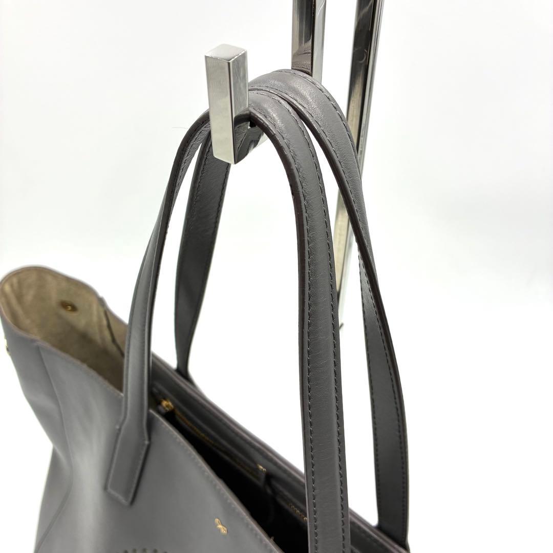 極美品 アニヤハインドマーチ スマイル トートバッグ 肩掛け レザー グレー