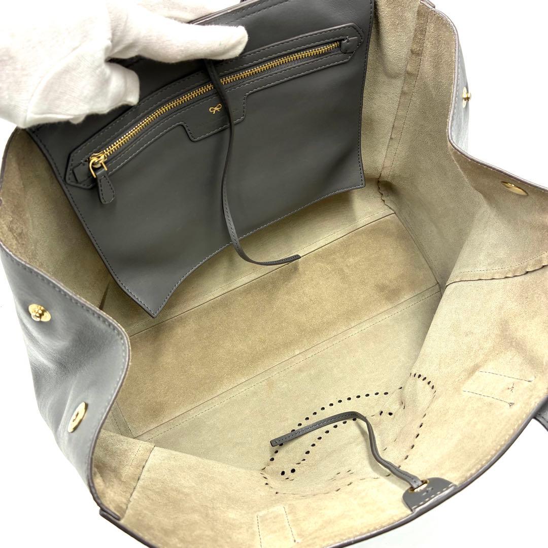 極美品 アニヤハインドマーチ スマイル トートバッグ 肩掛け レザー グレー