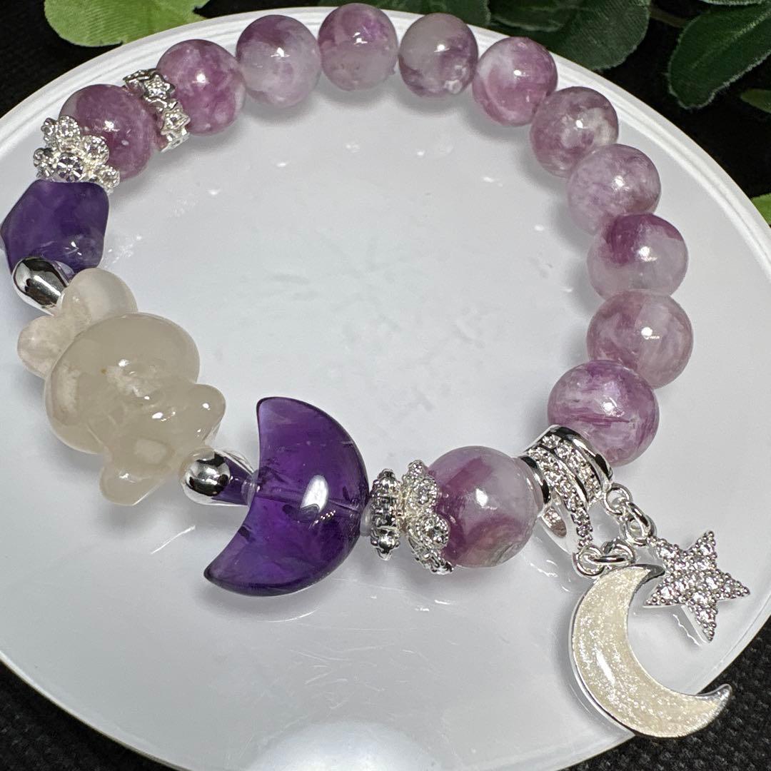 ＊みーにゃん様お取置き12/10　桜瑪瑙うさぎとアメジスト月と星