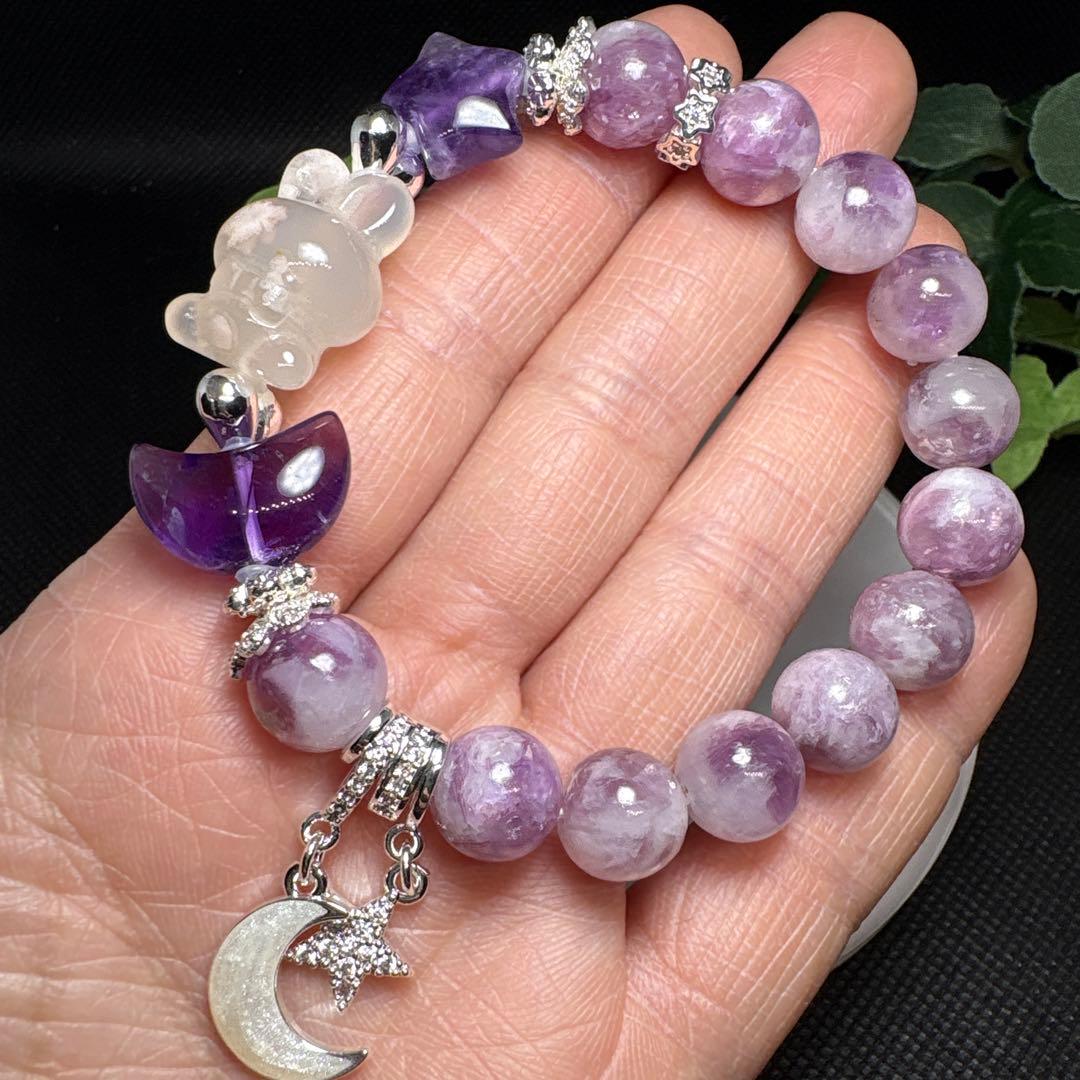 ＊みーにゃん様お取置き12/10　桜瑪瑙うさぎとアメジスト月と星