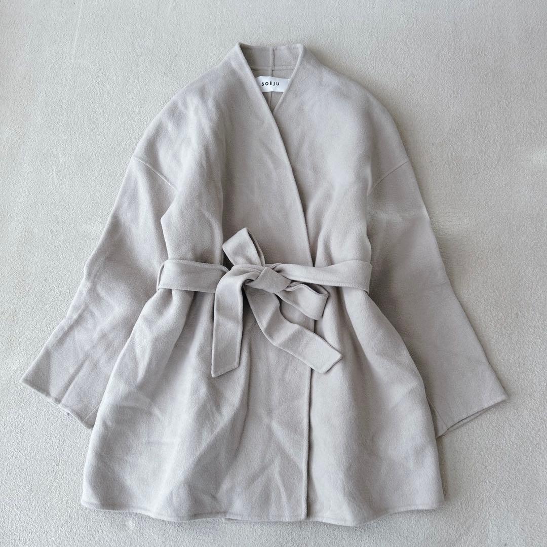 美品✨ ソージュ　ウールリバーミディコート　ベージュ