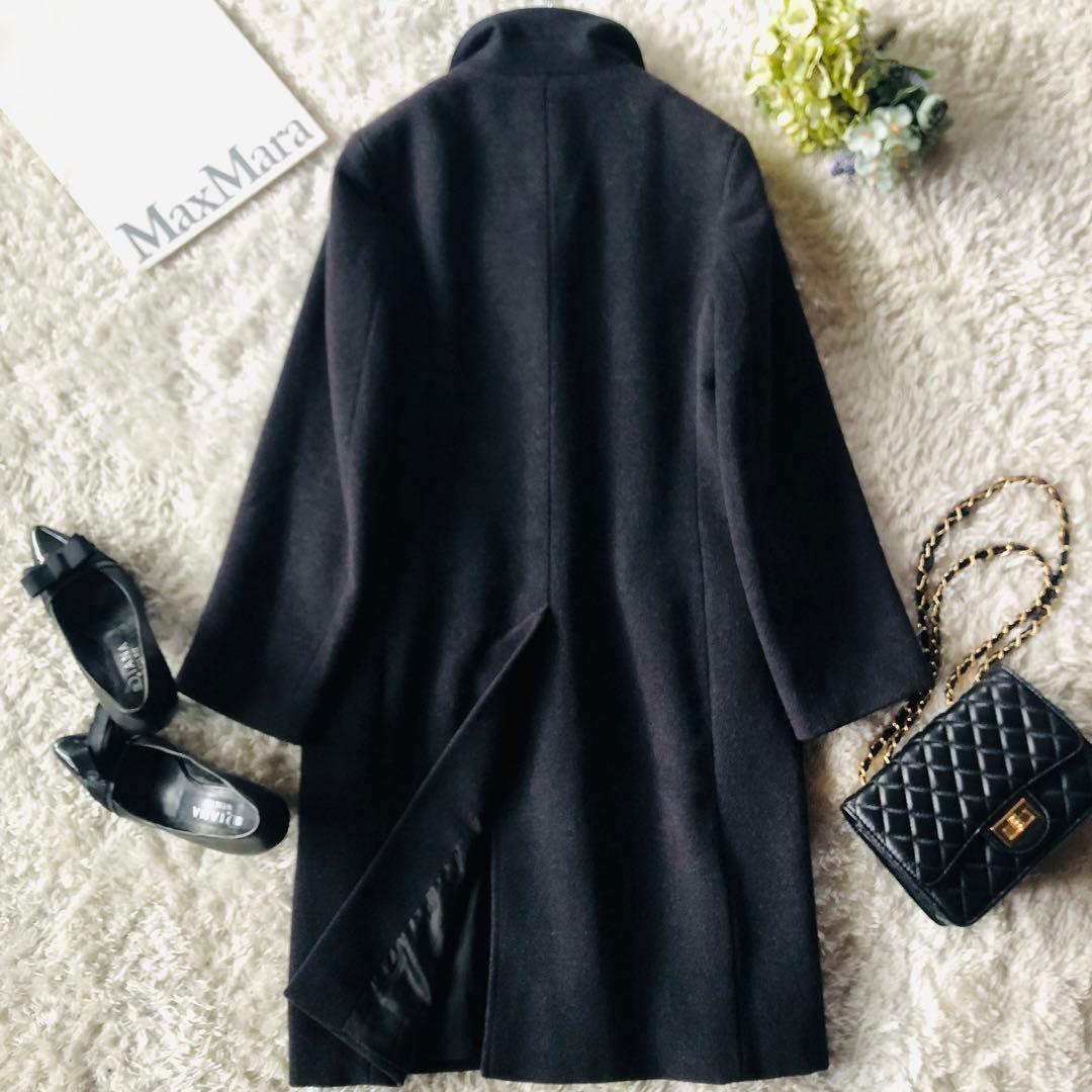 美品✨マックスマーラ ロングコート 柔らかウール 女優襟 銀タグ グレー 36