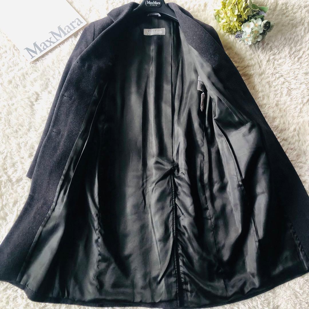 美品✨マックスマーラ ロングコート 柔らかウール 女優襟 銀タグ グレー 36