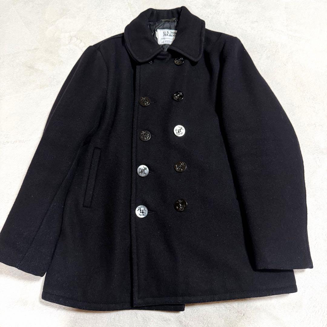 美品★40サイズ★USA製★schott ショット ピーコート黒メンズジャケット