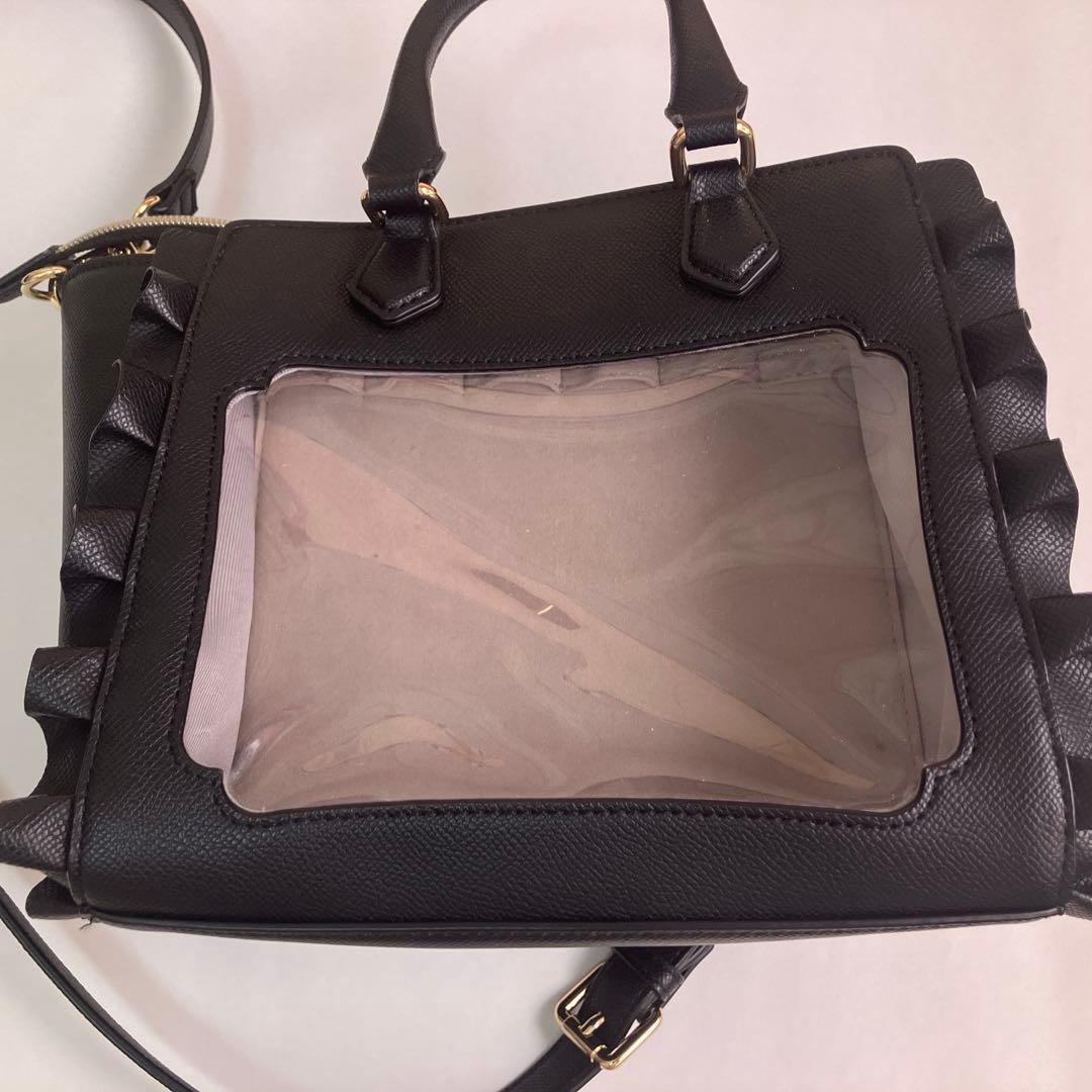 & chouette 推し事バッグ クリアポケット付きぬいぐるみバッグ ブラック