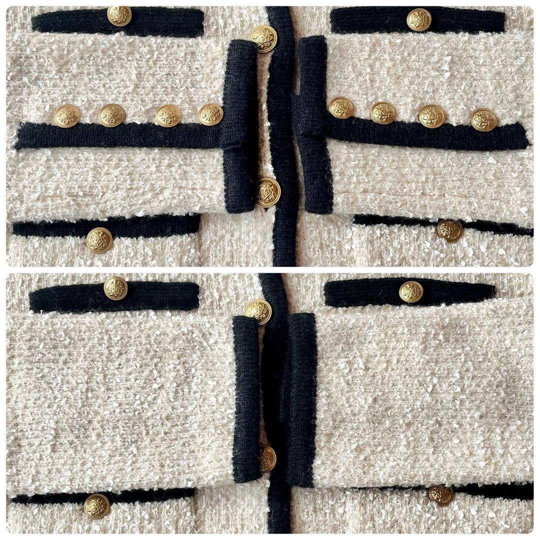 未使用美品☆フレイアイディー ミックスツイードニットカーディガン F アイボリー