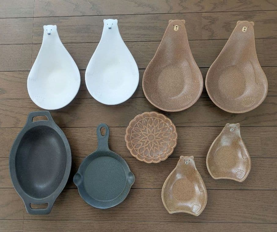 ②よしざわ窯（益子焼）　お皿、食器　くまセット　13点