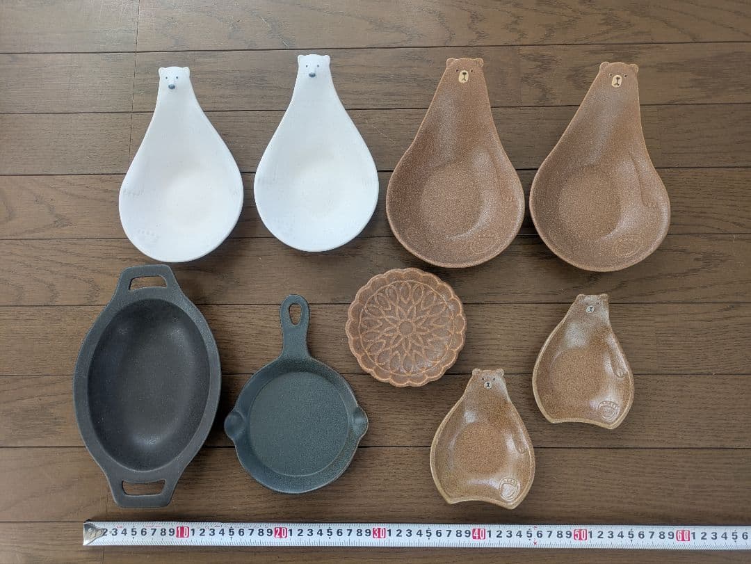 ②よしざわ窯（益子焼）　お皿、食器　くまセット　13点