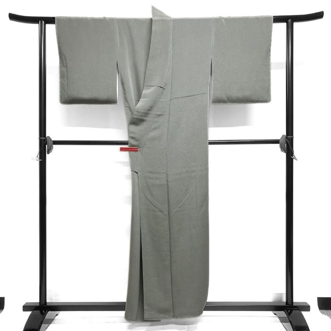 未着用　住田双光　服部光擴　江戸小紋　鮫小紋　グリーン　縮緬　着物　015a d