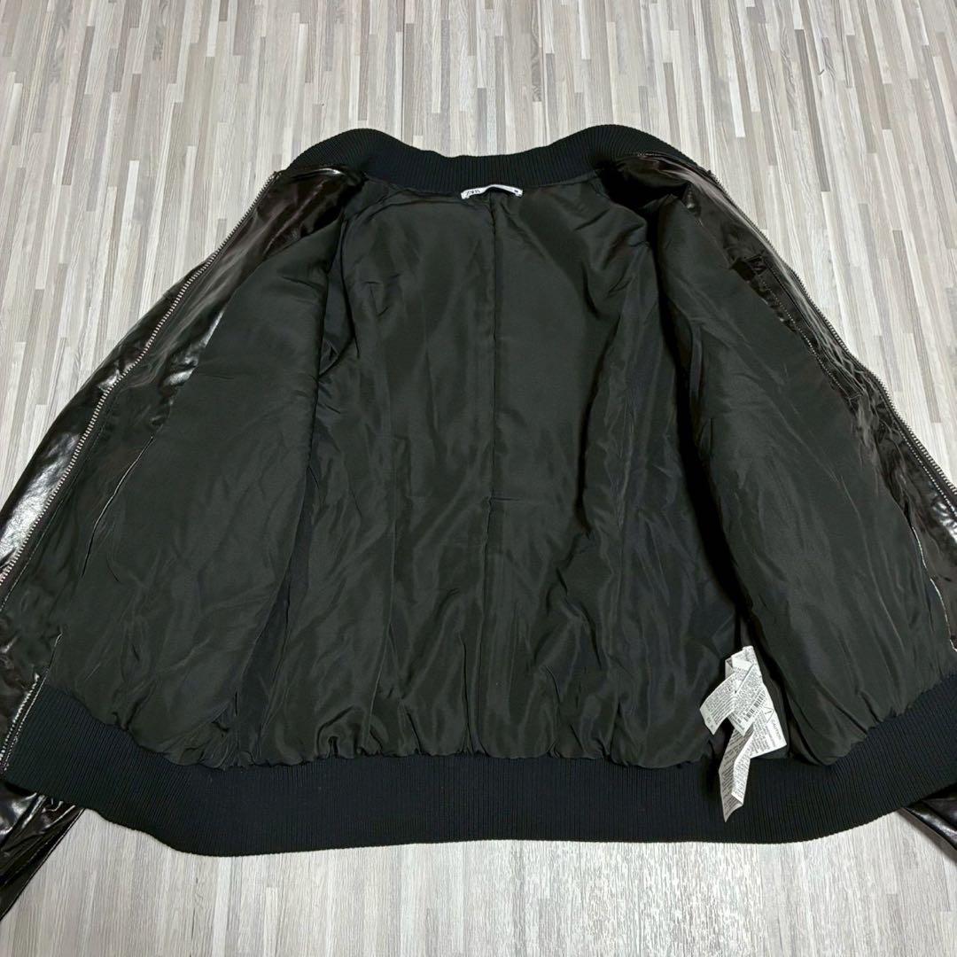 ZARA ザラ MA-1 ビニールエフェクトボンバージャケット ブラック XL
