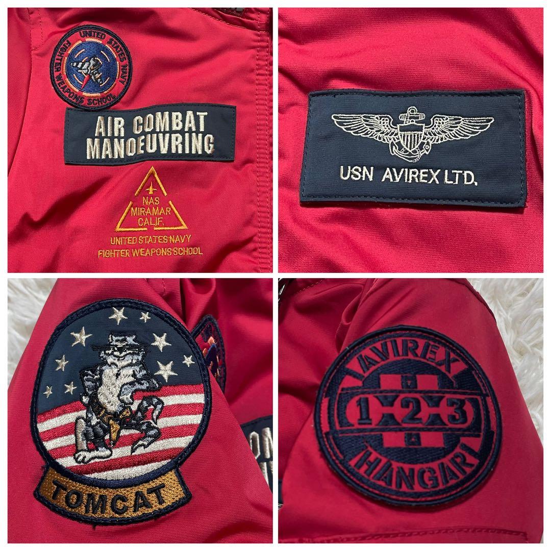 【極美品】 AVIREX トップガン MA-1フライトジャケット レッド M