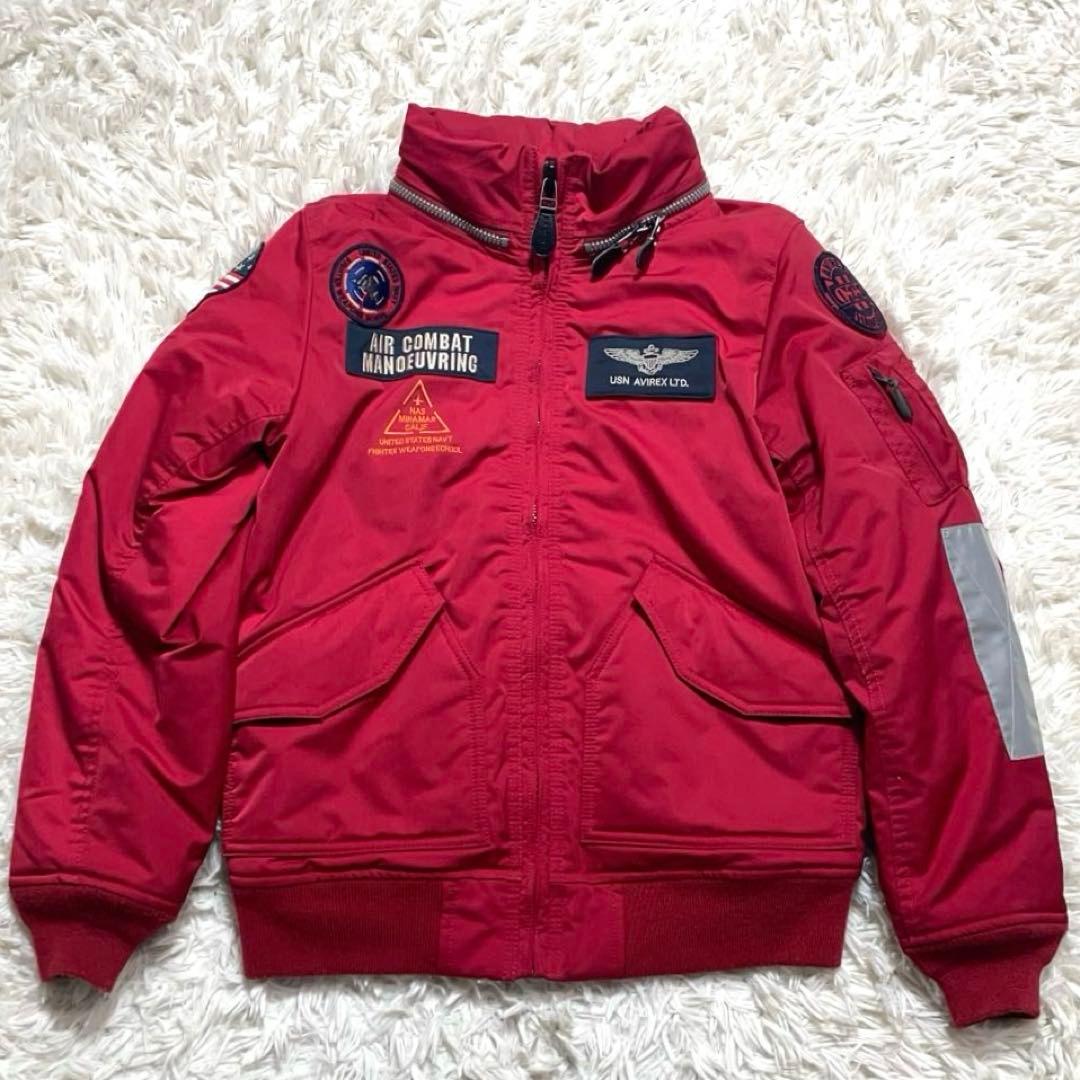 【極美品】 AVIREX トップガン MA-1フライトジャケット レッド M