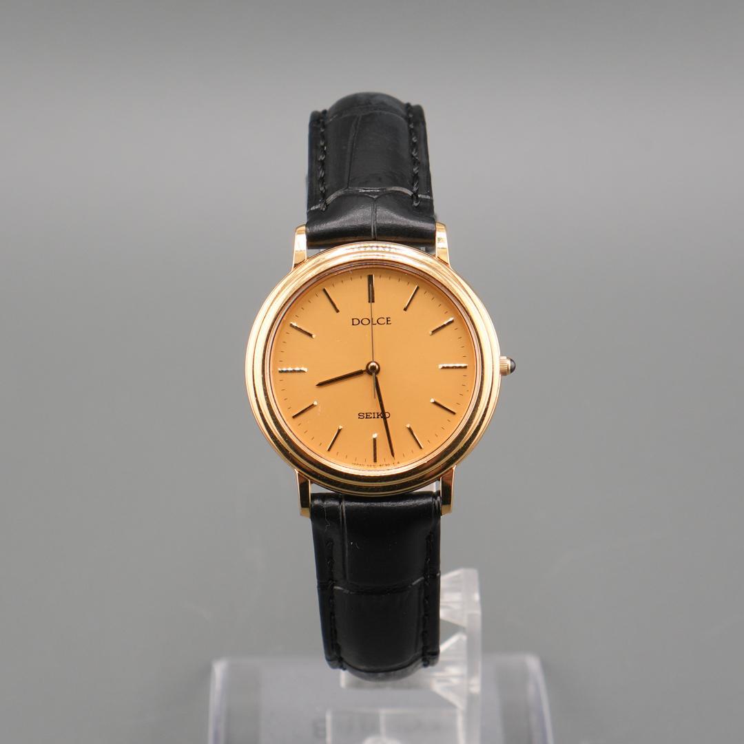 稼働 SEIKO DOLCE ゴールド 腕時計 新品電池 新品ベルト クォーツ