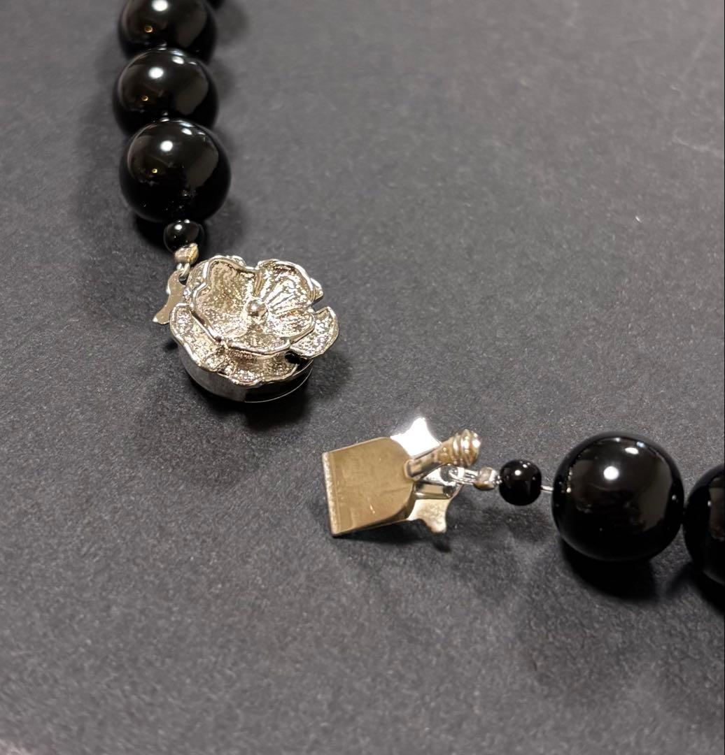 天然黒珊瑚ネックレス（大玉１０mm珠）鑑別書付き⑤