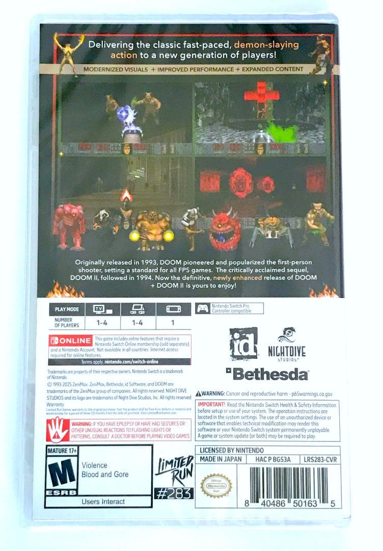 Doom 1 + 2 Switch 北米版 新品未開封 ドゥーム