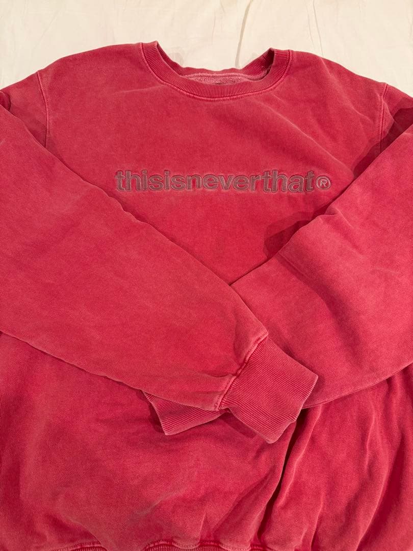 thisisneverthat 赤 ロゴ刺繍 スウェット