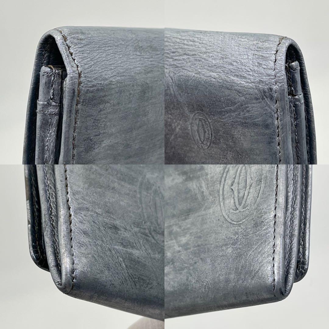 カルティエ 長財布 フラップ ハッピーバースデー ロゴ型押し レザー シルバー