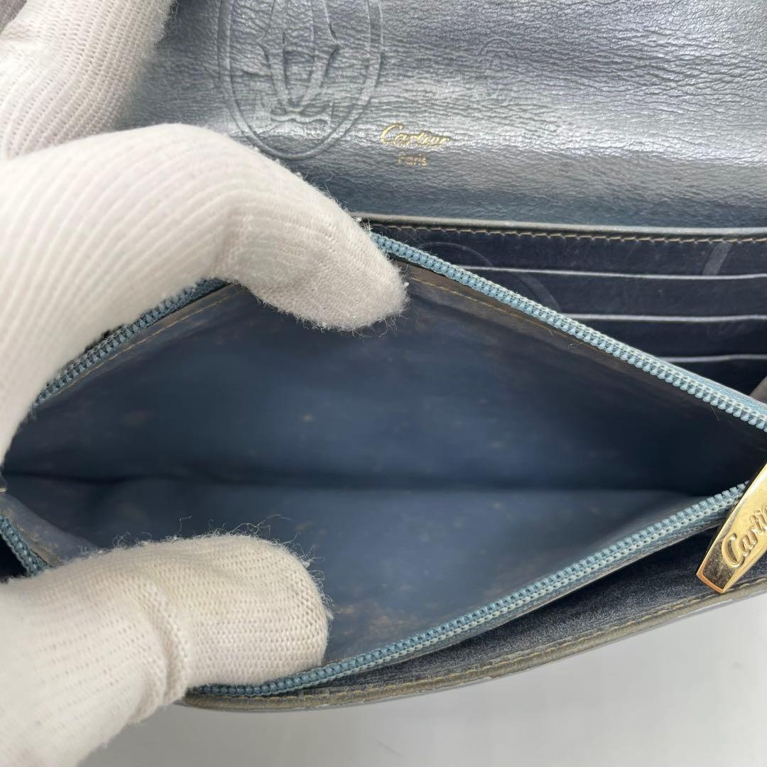 カルティエ 長財布 フラップ ハッピーバースデー ロゴ型押し レザー シルバー