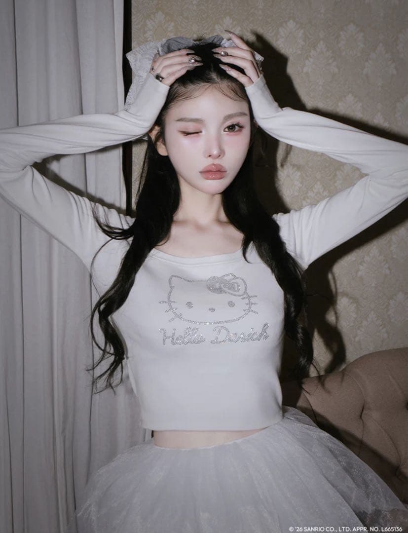 Hello DarichコンパクトロングTシャツ ホワイト