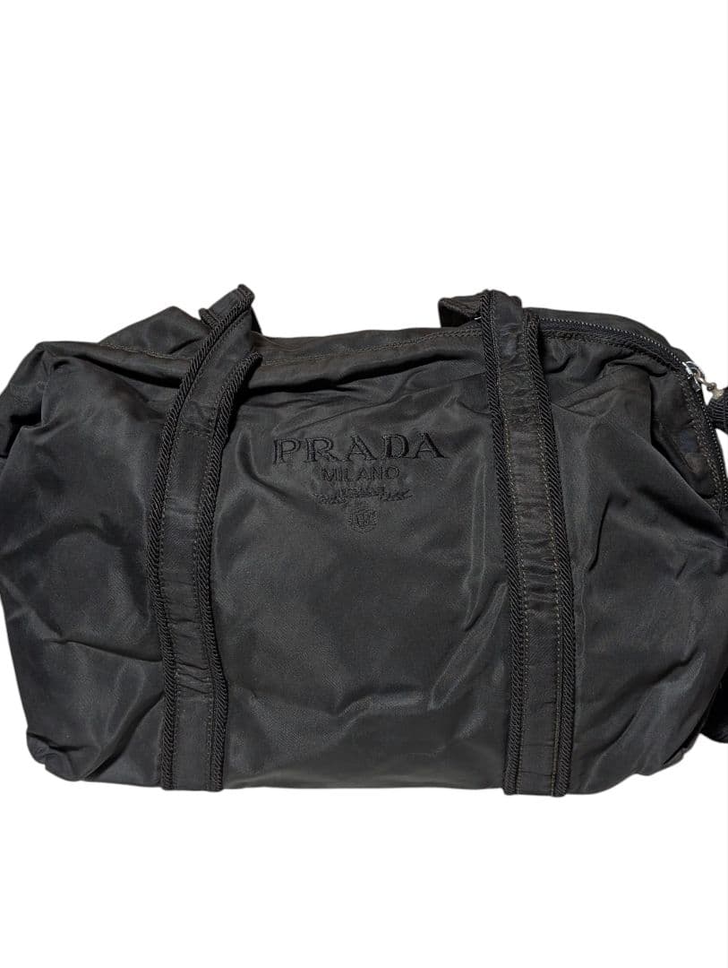 プラダ PRADA ショルダーバッグ 刺繍ロゴ フリンジ 肩掛け ナイロン