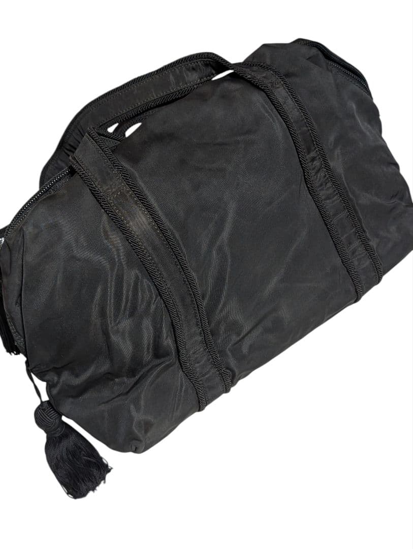 プラダ PRADA ショルダーバッグ 刺繍ロゴ フリンジ 肩掛け ナイロン