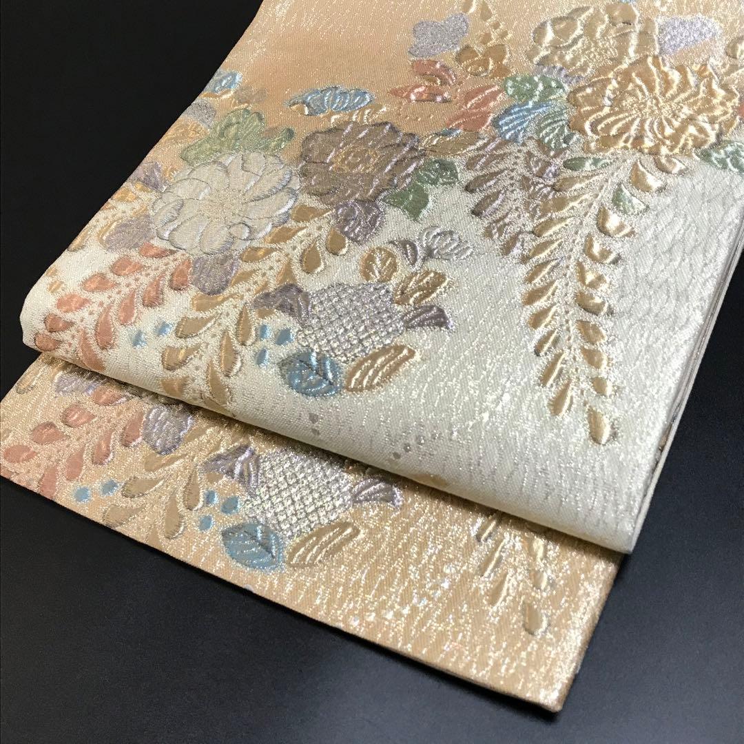 ［6801］袋帯 美品 辻ヶ花 ふくれ織 金銀糸 六通 正絹 着物 フォーマル