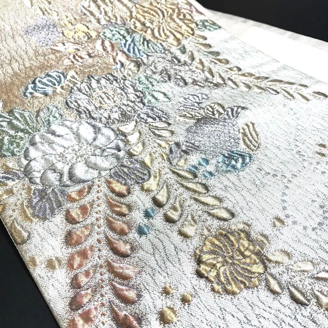 ［6801］袋帯 美品 辻ヶ花 ふくれ織 金銀糸 六通 正絹 着物 フォーマル